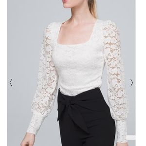 WHBM Lace Square Neck Top Size M